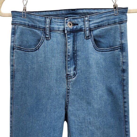 Three Bird Nest Womens Medium Jeans Bell Bottoms High Waisted Raw Hem Hippie - Picture 2 of 8